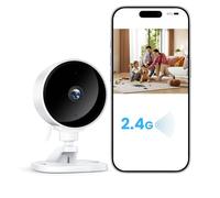 WOLFANG Telecamera di sorveglianza 1080P per interni, rilevamento del movimento umano AI, telecamera di sicurezza domestica, audio bidirezionale, visione notturna, vista dal vivo, TF e WiFi 2.4G