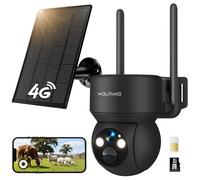 WOLFANG 2K Telecamera Esterno Senza Fili a 7800mAh Batteria con Pannello Solare, 4G Telecamera Esterno 360° PTZ, Visione Notturna a Colori, Rilevazione di Movimento PIR con Allarme, IP66, Audio a 2
