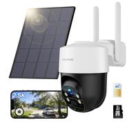 WOLFANG Telecamera Esterno 4G con SIM, Telecamera Senza WiFi, Pannello Solare, 2.5K HD, Visione Notturna con Faro, Audio Bidirezionale, PIR, Registrazione Locale, Scheda microSD 32 GB