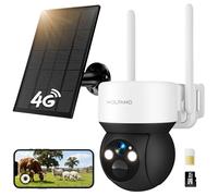 WOLFANG Telecamera Esterno 4G con SIM, Telecamera Senza WiFi, Pannello Solare, 2K HD, Visione Notturna con Faro, Audio Bidirezionale, PIR, Registrazione Locale, Scheda microSD 32 GB
