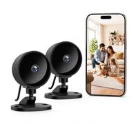 WOLFANG Telecamera WiFi Interno 1080P, Telecamera Sorveglianza Interno con Visione Notturna, Audio Bidirezionale, Compatibile con Alexa & Google Home, Nessun Abbonamento, Solo WiFi 2,4 GHz, 2 Pezzi