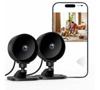 WOLFANG Telecamera WiFi Interno 1080P, Telecamera Sorveglianza Interno con Visione Notturna, Audio Bidirezionale, Compatibile con Alexa & Google Home, Nessun Abbonamento, Solo WiFi 2,4 GHz, 2 Pezzi