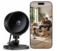 WOLFANG Telecamera WiFi Interno 1080P, Telecamera Sorveglianza Interno con Visione Notturna, Audio Bidirezionale, Compatibile con Alexa & Google Home, Nessun Abbonamento, Solo WiFi 2,4GHz