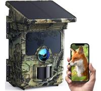 WOLFANG Wildlife Camera WiFi Bluetooth - 4K 68MP fotocamera solare Trail con visione notturna attivata, 0.1s Trigger Time Game Camera, 5200 mAh batteria al litio integrata per il monitoraggio della