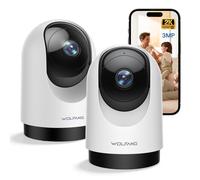 WOLFANG WS03 Confezione 2 Telecamere di Sicurezza WiFi Interna 2K 3MP, PTZ 360° con Tracciamento Automatico, Audio Bidirezionale, Visione Notturna, Compatibile con Alexa & Google Home
