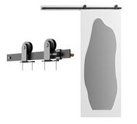 WOLFBIRD 5FT/150CM Binario per Porta Scorrevole Kit, Nero e Rustico Porta Scorrevole Kit Accessori per Porta Singola Scorrevole