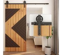 WOLFBIRD 6FT/183CM Binario per Porta Scorrevole Kit, Nero e Rustico Porta Scorrevole Kit Accessori per Porta Singola Scorrevole, Ruote medie