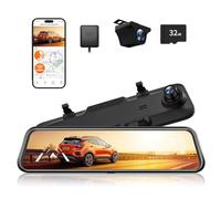 WOLFBOX 2.5K G840H 12'' Dash Cam Specchietto con ADAS e BSD, 5.8GHz WiFi Specchietto Retrovisore con Telecamera, Controllo Vocale, Monitor di Parcheggio, Scheda da 32GB e GPS, Registrazione in Loop