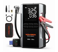 WOLFBOX Avviatore di emergenza da 3000A con compressore d'aria, batteria portatile da 160psi, avviatore di emergenza con ricarica rapida da 65W, pacchetto di salto da 12V (motore diesel da 8 litri)