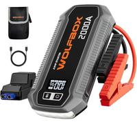 WOLFBOX Booster Avviamento Auto, 2000A Avviatore Emergenza per auto/moto(7L Benzina o 6L Diesel), starter batteria auto portatile con Booster Torcia a LED
