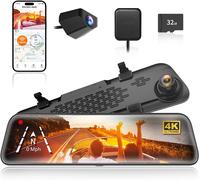 WOLFBOX 12" G840S 4K Dash Cam Specchietto con 5.8GHz WiFi, Dashcam Retrovisore Telecamera per Auto con Anteriore 170° e Posteriore 140°, Parcheggio Assistito, Sensore G(Con Scheda da 32 GB & GPS)