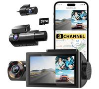Wolfbox I07 Dash Cam Auto 3 Lenti,Wi Fi Dashcam Auto 2K+1080P+1080P,GPS Full HD Telecamera per Auto,3" LCD Schermo Camera Auto con Visione Notturna,G Sensor,Registrazione in Loop,Supporto 256GB Max