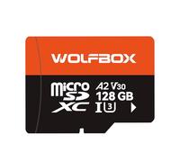 WOLFBOX Scheda microSD da 128 GB con adattatore, fino a 100 MB/s, U3 A1 V30 ad alta velocità di trasferimento, supporta la registrazione video 4K UHD, adatta per dash cam a specchio G840S/G930