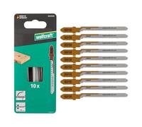 wolfcraft 10 lame per seghetto alternativo - taglio curvo fine - lama HCS con attacco a T - ideale per compensato e legno tenero - profondità di taglio 20 mm - 8018100