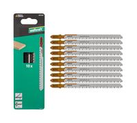 wolfcraft 10 lame per seghetto alternativo, taglio fine - lama HCS con attacco a T - ideale per pannelli truciolari e legno tenero - profondità di taglio 60 mm - 8015100