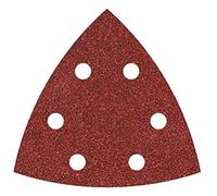 wolfcraft 25 fogli abrasivi autoadesivi per legno e metallo, 95 mm I 1853100 I per levigatrici triangolari I grana 120 I forati I lunga durata I corindone