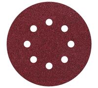 wolfcraft 5 dischi abrasivi autoadesivi per legno e metallo Ø 125 mm I 3180000 I grana 24 I per levigatrici eccentriche I lunga durata e utilizzo universale I corindone I forati