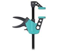 wolfcraft EASY Morsetto a Una Mano 150 mm, Serraggio 90 kg e Allargatore | Morsetto da falegname con impugnatura ergonomica, superfici gommate, leva di sblocco e scanalatura a v, 3020000