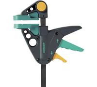 wolfcraft Morsetto a Una Mano 300 mm - Forza di Serraggio 90 kg per Legno | Morsetto per mobili con leva di sblocco e funzione allargatore, impugnatura ergonomica e scanaluture a V - 3457000