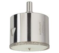 wolfcraft Sega a tazza diamantata "Ceramic" con punta di centraggio e codolo I 5930000 I Per l'installazione di sanitari e di materiale elettrico su piastrelle e piastrelle smaltate; profondità di taglio 45 mm
