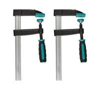 wolfcraft Set 2 Morsetti a Vite 200 mm, Forza di Serraggio 270 kg, con Ganasce Gommate e Impugnatura Ergonomica per Fai da Te e Lavorazione Legno - 8646000