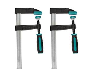 wolfcraft Set 2 Morsetti a Vite 200 mm, Forza di Serraggio 270 kg, con Ganasce Gommate e Impugnatura Ergonomica per Fai da Te e Lavorazione Legno - 8646000