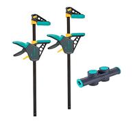 wolfcraft Set 3 Pezzi Morsetti a una Mano Professionale con Connettore | Morsetto per falegnameria e carpenteria, apertura a una mano, apertura morsetto di 450 mm, combinabile fino a 1060 mm 8624000