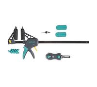 wolfcraft Set Costruzione Terrazzi, Morsetto e Guida per Posa Terrazzo | Kit con morsetto a una mano, distanziatori tavole terrazzo, punta con svasatore e guida foratura per decking. 6988000