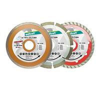 WOLFCRAFT - SET DI 3 DISCHI DA TAGLIO DIAMANTATI DN. 110 MM. TURBO / UNIVERSALE / PIASTRELLE 8392000