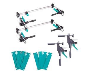 wolfcraft Set di Montaggio per Telaio Porta PRO, 8 Pezzi - Per Montaggio, Allineamento e Fissaggio di Telai Porta DIN 18101 600-1000 mm, per Porte 610/735/860/985 mm - 3679015