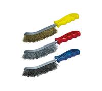 wolfcraft Set di spazzole metalliche manuali in 3 pezzi I 2138000 I Set pratico per togliere la ruggine e pulire