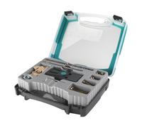 wolfcraft Set Giunzioni Nascoste - Dima Fori a Tasca con Punta a Gradini | Kit montaggio mobili per giunzioni invisibili ad angolo, a T e piane con viti, arresto di profondità e valigetta. 4642000