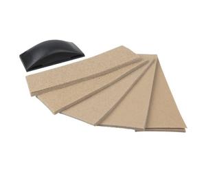 WOLFCRAFT - SET PER LEVIGATURA MANUALE 51 PEZZI TAMPONE + 10 FOGLI PER GRANA 40, 60, 80, 100, 120 GR. 2898000