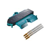 wolfcraft Set per trasferire contorni e tagliare tavole di laminato - Set composto da un calibro per contorni e lame per seghetti alternativi, ideale per realizzare incavi di precisione