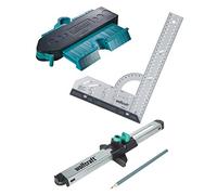 wolfcraft Set Posa Laminato e Pavimenti di Design con Squadra e Calibro | Kit con squadra multiuso, calibro per contorni e adattatore per laminati per giunto di dilatazione pavimenti. 6976000