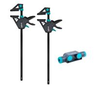 wolfcraft Set XL Morsetti a Una Mano PRO MAX, 3 Pezzi con Connettore, Forza di Serraggio 250 kg e Larghezza fino a 1.060 mm, per Uso Professionale - 8663060