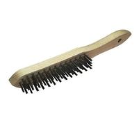 wolfcraft Spazzola manuale con filo d'acciaio, modello in legno I 2722000 I Per togliere la ruggine e pulire