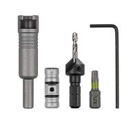 wolfcraft Starter kit di flipbit da 5 pezzi I 3082000 I Soluzione porta attrezzi doppia per la foratura, la svasatura e l'avvitamento