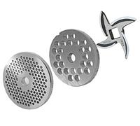 WolfCut Set di dischi forati per tutti i tritacarne misure 10 & 12 3 mm + 8 mm foro e 1 coltello per tritacarne Jupiter - Bosch - Alexanderwerk - Gastroback - Prospero