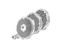 Wolfcut Set di dischi per tritacarne Longlife in acciaio inox con 4 scanalature e filettatura 3,0 mm + 4,5 mm + foro 6,0 mm e tappo a vite compatibile con tutte le marche comuni tritacarne taglia 32