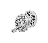 Wolfcut Set di dischi per tritacarne Longlife in acciaio inox con 4 scanalature e filettatura 4,5 mm + foro 8,0 mm e tappo a vite compatibile con tutte le marche comuni tritacarne taglia 32