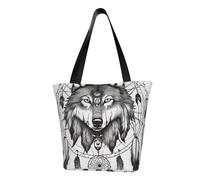 Wolfe und Traumfänger 02 Stampato, comoda borsa a tracolla estiva da viaggio, spiaggia, lavoro, uso quotidiano, versatile