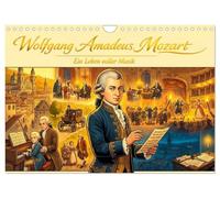 Wolfgang Amadeus Mozart - Ein Leben voller Musik (Wandkalender 2027 DIN A4 quer), CALVENDO Monatskalender: Mozarts Leben als spannende visuelle Reise durch Musik Geschichte und Europa.