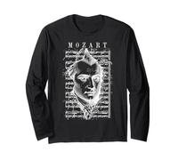 Wolfgang Amadeus Mozart Spartito Classico Note Vintage Maglia a Manica