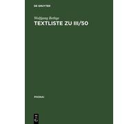 Wolfgang Bethge Textliste Zu III/50 (Copertina rigida) Phonai