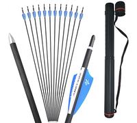 wolfman 32 Pollici 1000 Spine Tiro con L'Arco Freccia in Carbonio per Arco Ricurvo Arco Compound Frecce di Bersagli Frecce da per Arco Freccia Carbonio Frecce Adulti (12Pcs, Blu + 1faretra)
