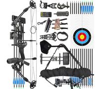 wolfman Arco Compound Set Adulto 30-55 LBS Arco da Caccia e Pesca con L'Arco Freccia e Arco Composto Set Arco per Tiro con L'Arco Caccia Bersaglio Tiro Pratica Mancini Destrorsi (RTH, Nero)