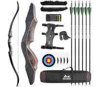 Wolfman Arco Ricurvo da Tiro con l’Arco da 60 Pollici, Modulo Smontabile Destrorso, Potenza 20-60 lbs, Set Completo per Caccia Outdoor con Accessori (25lbs)