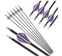 wolfman Freccia da tiro con L'Arco in Carbonio Puro da 31“ con Spina Dorsale da 500 e Diametro Interno di 6,2 mm, rettilineità +/-0,006” per la Caccia e Il tiro al Bersaglio (12 Pezzi) (Purple)