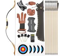 Wolfman Handmade Traditional Recurve Bow Kit Horsebow Wooden Arrows Mongolian Bow per Tiro a Sinistra o Destra 30-60lbs Caccia (Kit arco, 25 libbre)